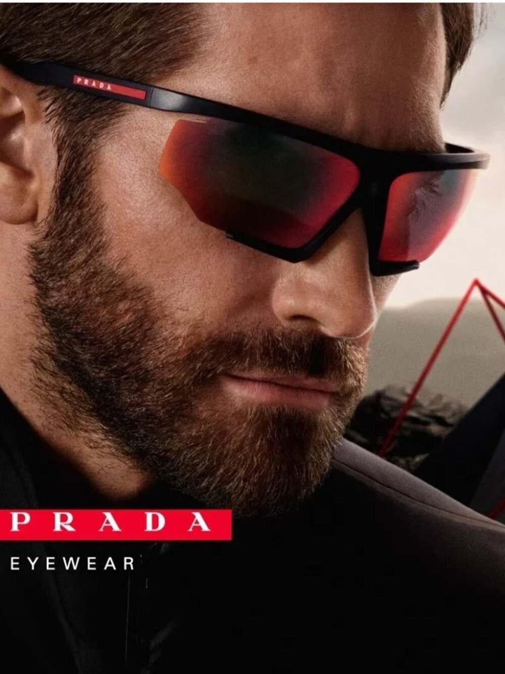 New Prada Linea Rossa PS07YS DG010A Black Orange Sunglasses